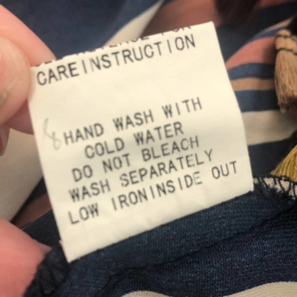 CALLIE MAC Tassel Embroidered Striped Boho Long Sleeve Dress Size Large - Picture 9 of 9